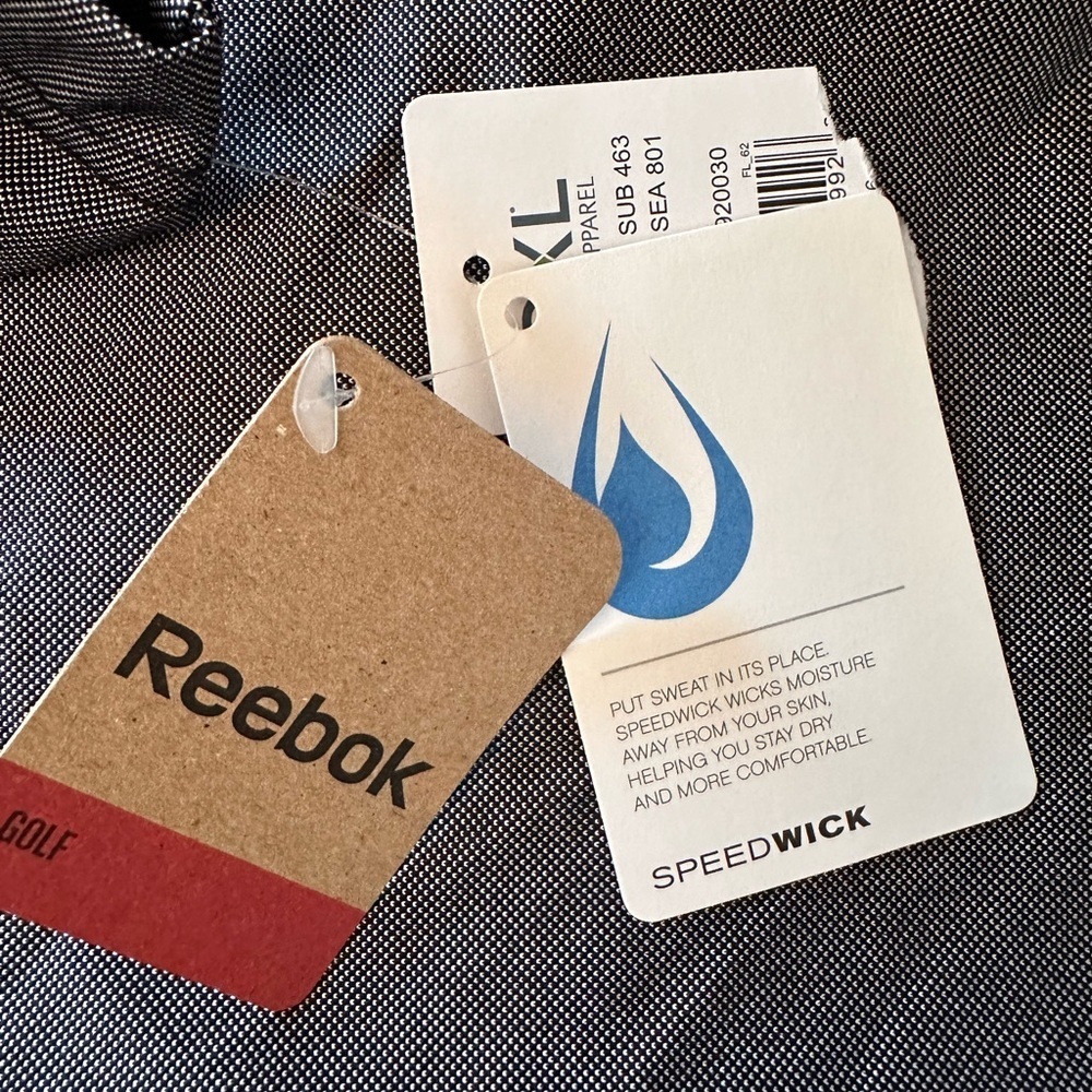 🇺🇸 Reebok Golf Dry Quick Button Polo, Black, Men’s Plus Size XXL NWT - Picture 4 of 4